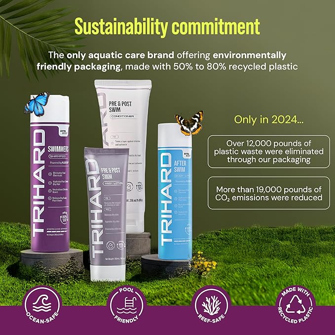 TRIHARD Chlorine Removal Swim Shampoo, Cleanse and Hydrate Hair from Pool and Ocean, Post Swim Chlorine and Hard Water Hair Protection