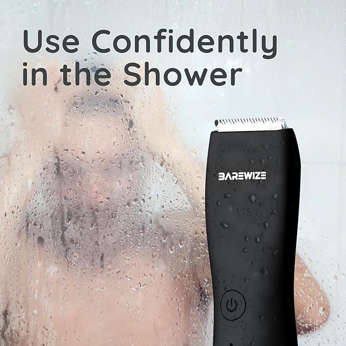 Body Hair & Pubic Hair Trimmer for Men | Waterproof, USB-C Rechargeable, LED Light, Replaceable Ceramic Blade, Electric Ball Shavers, Manscape Kit, Mens Personal Groomer (Black)