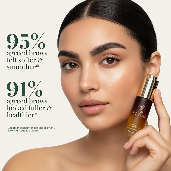 SilkBrow by E’Luxxe – Luxury Eyebrow Growth & Conditioning Oil with Castor & Apricot Oils, Biotin & Silk Proteins – Nourishing Elixir for Softer, Healthier Brows & Post-Lamination Care (15ml)