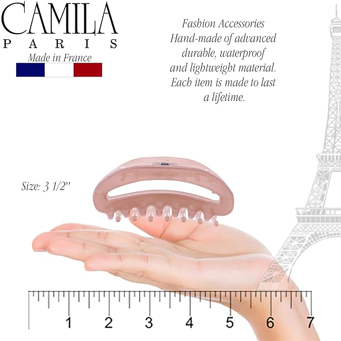Camila Paris CP3123 French Hair Clip for Women, Nude, Girls Hair Claw Clip Jaw Fashion Durable and Styling Hair Accessories for Women, Luxury Ladies Strong Hold No Slip Grip Clamp, Made in France