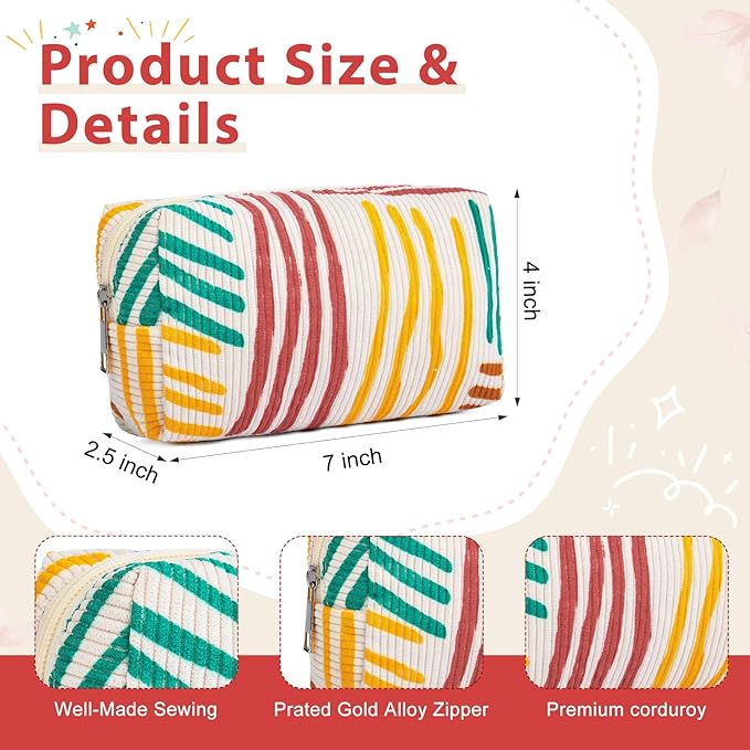 SOIDRAM Makeup Bag Preppy Cosmetic Bag Bulk Makeup Pouch Personalize Travel Toiletry Bag Organizer Cute DIY Makeup Brushes Storage Bag for Women