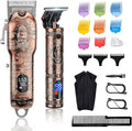 Hair Clippers and Trimmers Set for Men, Professional Cordless Barber Clippers for Hair Cutting, Beard Trimmer Hair Cutting Kit with T-Blade Close Cutting Trimmer