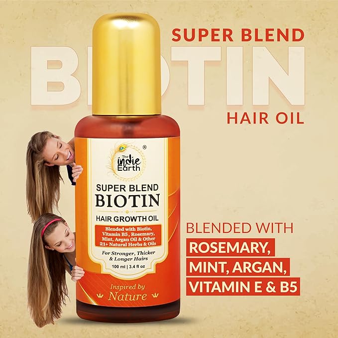Super Blend Rosemary Mint Biotin Hair Growth Oil With Vit B5 & E, Argan & 21+ Natural Herbs for Scalp & Hair Strengthening - Controls Hair Fall and Promotes Healthy Hair Growth 100 ml