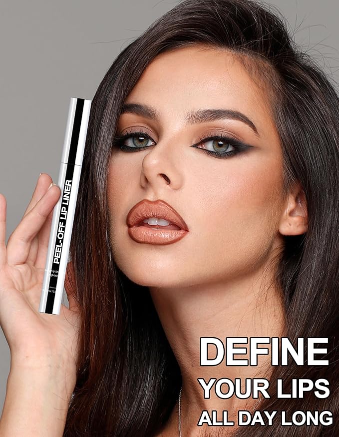 Erinde Peel Off Lip Liner Stain, Long Lasting Tattoo Lip Liner with Tweezer, Matte Finish, Waterproof Transfer Proof Lip Stain Peel Off, Non-Stick Cup Nude Lipstain Lipliner, 07