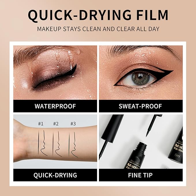 MAEPEOR Ultra-Fine Liquid Eyeliner Light Brown High-Pigmented Matte Eyeliner Pen Stay All Day Makeup with Fine Brush Tip (L03 Safari Matte)