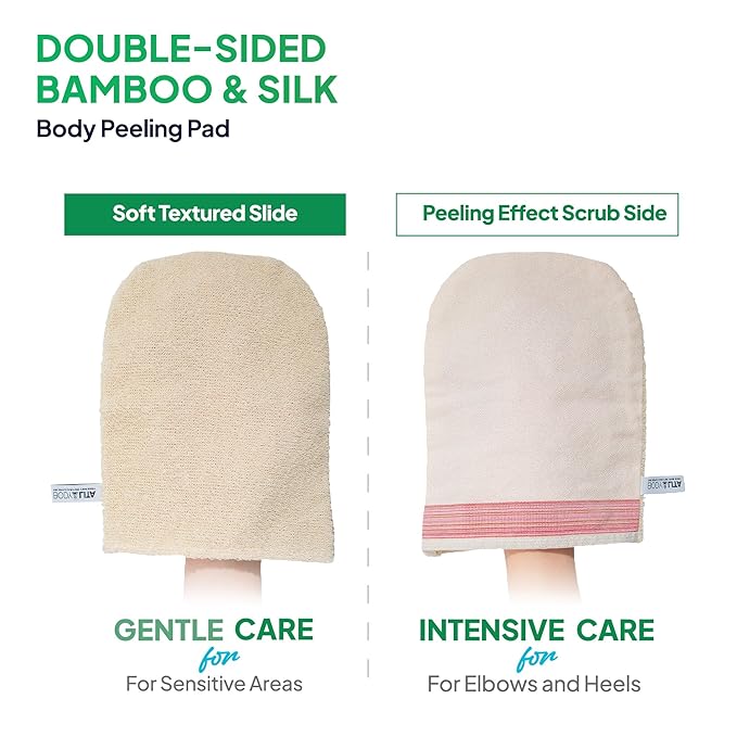 Complete Rejuvenating Shower Routine, Body Renewal Set with Double-Sided Exfoliating Pad, Anti Cellulite Scrub and Multi-Peptide Body Wash, Smooth, Firm, Youthful Skin