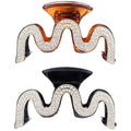 SINIDE Rhinestone Hair Claw Clips, Crystal Plastic Jaw Clip Nonslip Acrylic Claw Clips for Thick Long Hair, Large Fashion Clamps Accessories for Women Ladies Strong Hold Barrette for Styling (2 Pack)