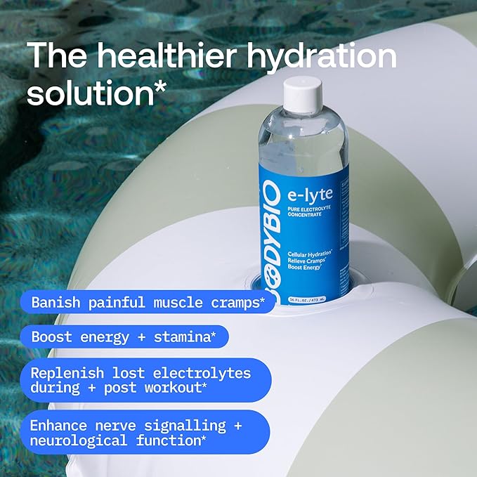 BodyBio e-Lyte - Liquid Electrolyte Concentrate for Clean Hydration, Energy & Cramp Relief - No Sugar, No Artificial Flavors, No Fillers, Keto Friendly