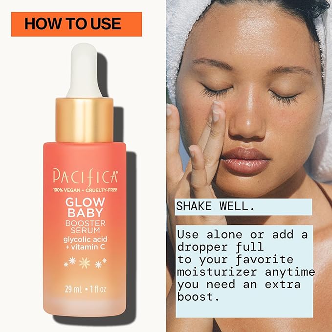 Pacifica Glow Baby Brightening Skincare Set – Vitamin C Booster Serum, Hydrodew Vegan Snail Moisturizer & Dreamlit Illuminating Lotion for Glowing Skin, Hydration & Radiance