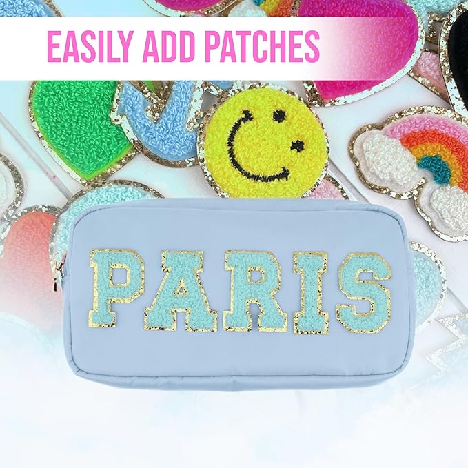 DANCOUR Nylon Makeup Bags for Women Large Preppy Travel Toiletry Pouch Cosmetic Bag Makeup Organizer