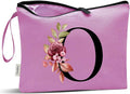 Vavabox A-Z Personalized Makeup Bag, Birthday Gifts for Women Mom, Gifts for Best Friend, Bride Bridesmaid Cosmetic bag (O, Purple)