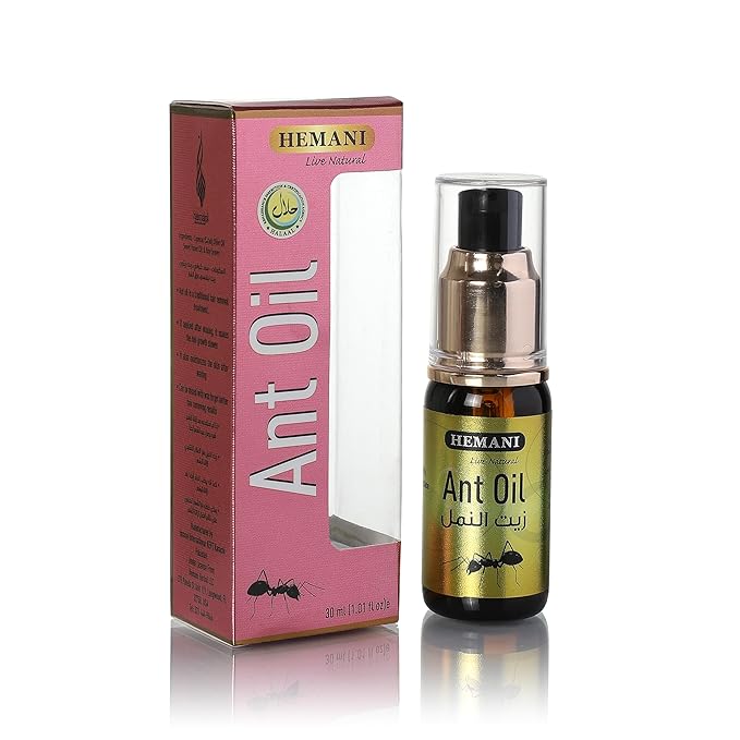 Hemani Ant Oil 30ml - Natural Hair Inhibitor & Hair Growth Reducer for Women & Men, Hair Removal Oil for Post-Hair Removal Care, Smooth Skin Solution, External Use Only