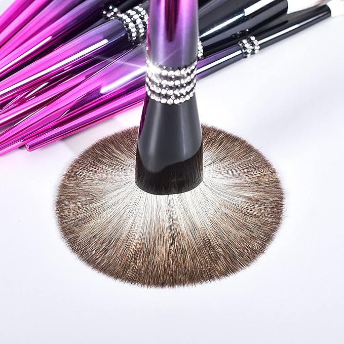 Bueart Design 16PCS Ultra Soft Makeup Brushes Sets with Holder,Professional Make up Brushes with Diamond(Purple-Black Gradient & Holder)