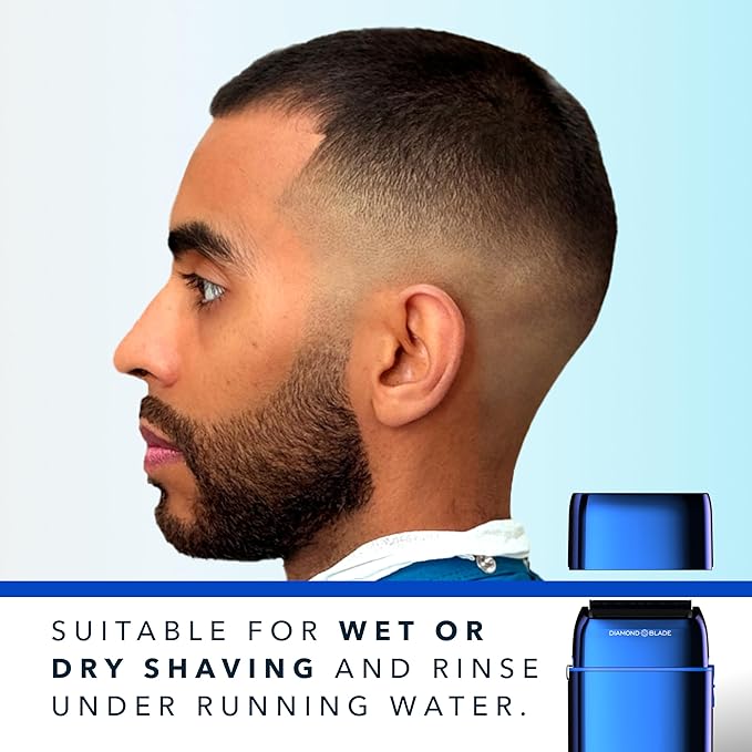 Blade & Stone PS501 Foil Shaver for Men – Dual Foil Cordless Shaver with Graphene-X Blades and 8000 RPM Digital Motor – All-Metal, Rechargeable Wet and Dry Razor – Big Blue