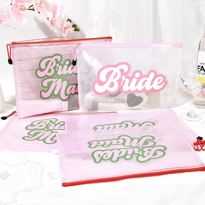 SOIDRAM 6PCS Bridesmaid Makeup Bag Clear Zippered Bag Bridesmaid Proposal Gifts Cosmetic Pouch for Wedding Party Favors Bachelorette Party Decorations Toiletry Organizer Bag Cosmetic Case Gift
