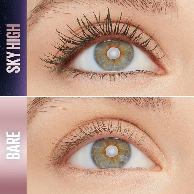 Maybelline Lash Sensational Sky High Washable Mascara, Volumizing, Lengthening, Defining, Curling, Multiplying, Buildable Mascara Make Up Formula, Green Altitude, 1 Count
