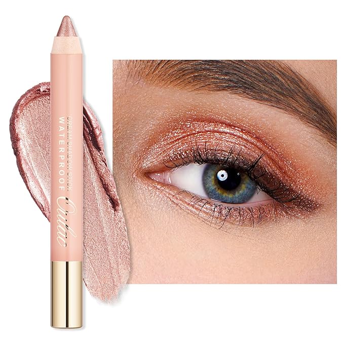 Oulac Nude Gold Eyeshadow Stick - Highly Pigmented Eye Shadow Pencil Waterproof & Long Lasting, Shimmering Glitter Finish, Blendable Eyes Makeup, Vegan Beauty 3.8g, (11) Golden Hour