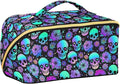 Makeup Organizer Bag, Funny Skulls Travel Makeup Bags Makeup Vanity Case Large Capacity Rhombus Cosmetic Toiletry Bag for Girl Women Ladies
