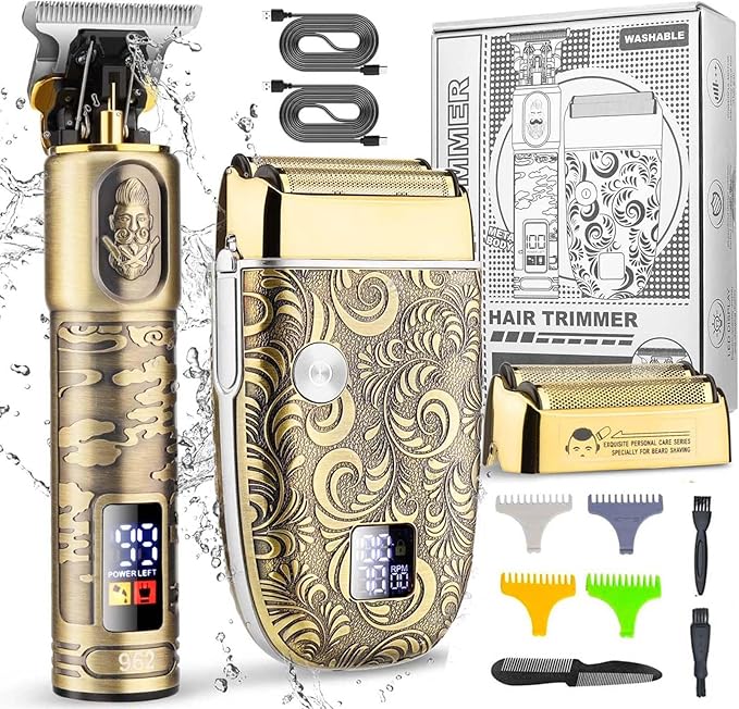 Foil Shavers for Men Electric Razor, Clippers and Trimmer for Men with LED Display, Waterproof