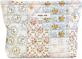 STARDW Cute Cotton Quilted Makeup Bag Cosmetic Bags for Women and Girls,Travel Toiletry Bag Floral Makeup Zipper Pouch, Purse Organizer Pouches,Canvas Lining (Cotton Floral)