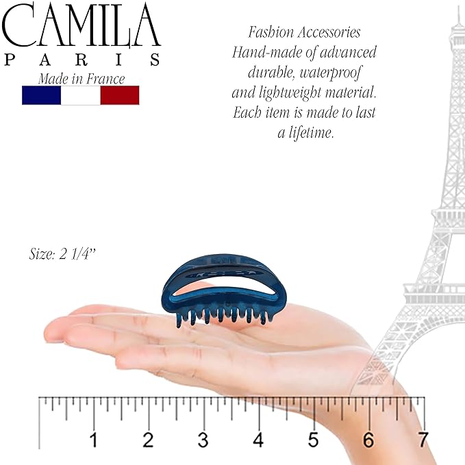 Camila Paris CP3081 French Hair Clip for Women, Blue, Girls Hair Claw Clip Jaw Fashion Durable and Styling Hair Accessories for Women, Luxury Ladies Strong Hold No Slip Grip Clamp, Made in France