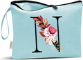 Vavabox A-Z Personalized Makeup Bag, Birthday Gifts for Women Mom, Gifts for Best Friend, Bride Bridesmaid Cosmetic bag (N, Green)