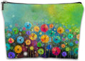 Floral Watercolor Painting Cosmetic Bag Mini Portable Travel Toiletry Bag Organizer Makeup Brushes Aesthetic Accessories Waterproof Storage Bag for Women