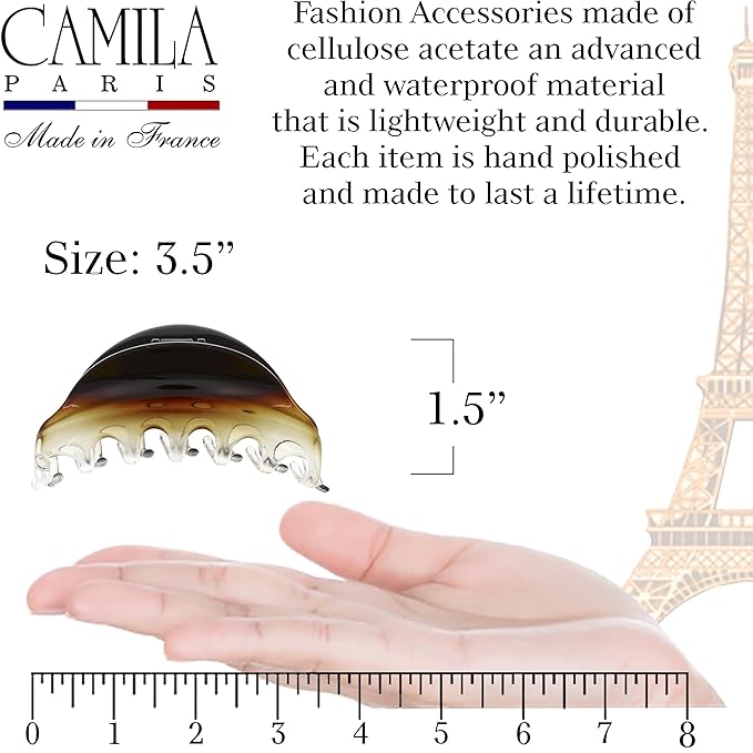 Camila Paris CP2379 French Hair Clip for Women for Thick Hair for Long Curly Wavy Hair, Girls Hair Claw Clips Jaw Styling Hair Accessories for Women, Strong Hold No Slip Grip, Made in France