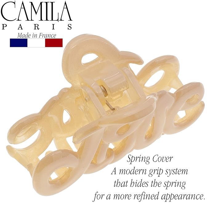 Camila Paris CP3045 French Hair Clip for Women, 2 inch Girls Hair Claw Clips Jaw Ivory Fashion Durable and Styling Hair Accessories for Women, Strong Hold No Slip Grip, Made in France