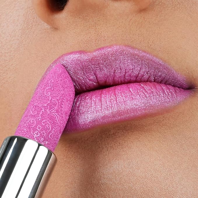 Anglicolor Glitter Bright Pink Lipstick,High Impact Lipcolor,Lightweight Hydrating Formula Smooth and Non-Sticky,Metallic Lipstick For Women,Full-Coverage Lip Color (15 VELOCITY,4g)