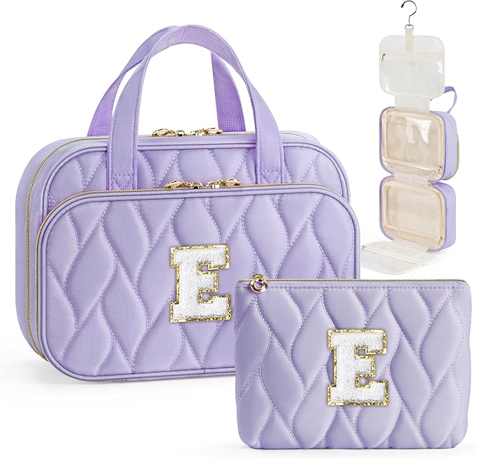 YOOLIFE Graduation Gifts for Her - Hanging Toiletry Bag for Women, Travel Toiletry Bag Makeup Bag, Personalized Travel Essentials for Women Purple - E