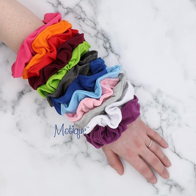 6 Pack Large Solid Scrunchies Hair Elastics-Navy
