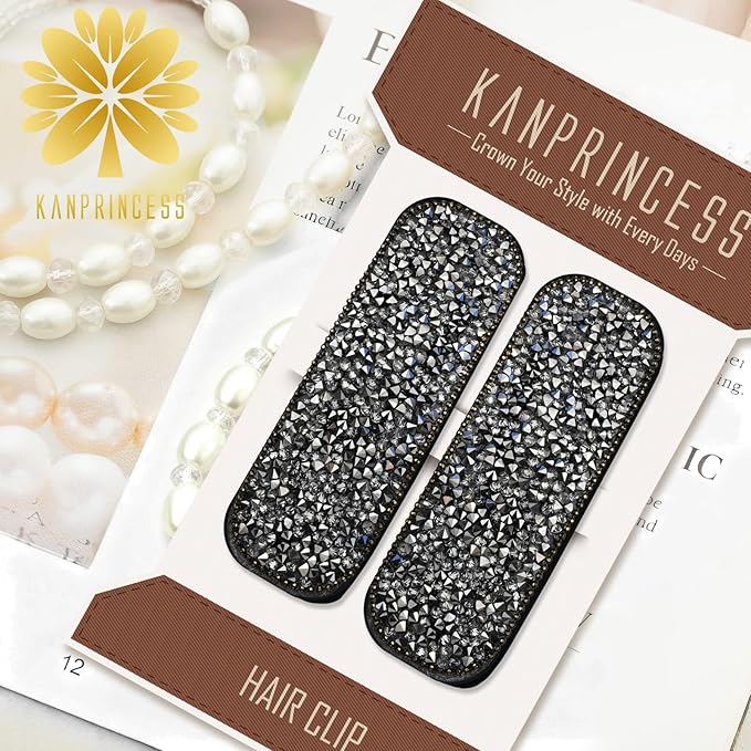 Rhinestone and Crystal Hair Clips 2-Pack, Sparkly Barrettes & Elegant Bling Accessories for Women & Girls(Set18)