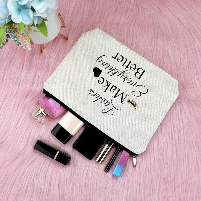 Sfodiary Lashes Girl Gifts Lash Artist Gifts Eyelash Makeup Bag Beautician Present for Women Cosmetic Bag Birthday Christmas Thanksgiving Thank You for Makeup Artist Travel Cosmetic Pouch