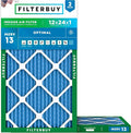 Filterbuy 12x24x1 Air Filter MERV 13 Optimal Smoke & Allergy Defense, by Filterbuy