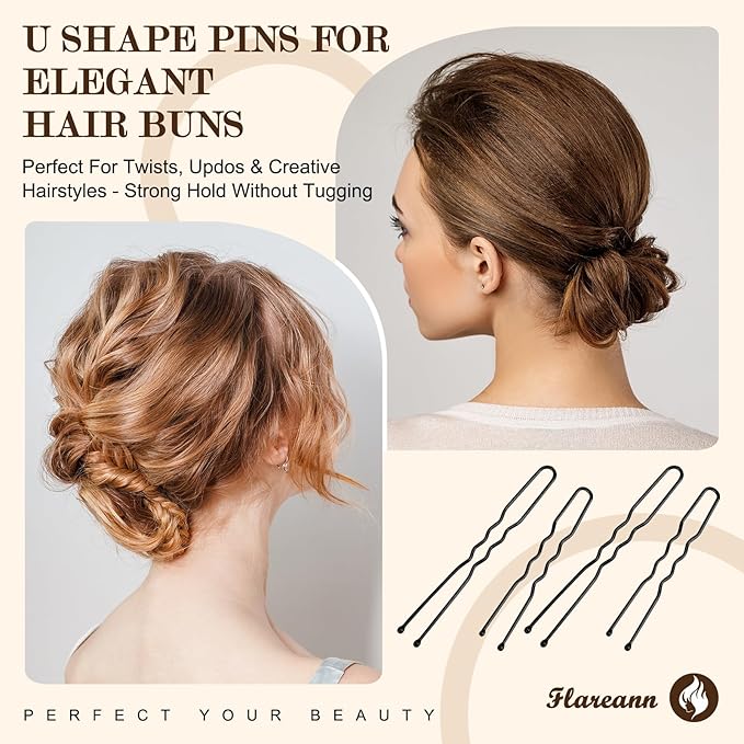 Bobby Pins Set Black – Styling Kit for Women & Girls with Bobby Pins, Spiral Pin & Snap Clips, Great for Updos, Buns, Bridal Looks & Events