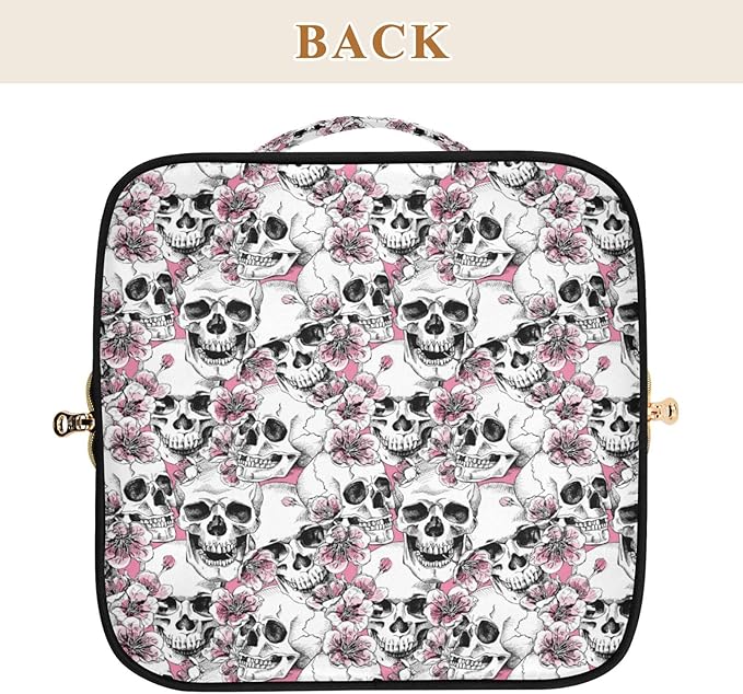 MNSRUU Makeup Organizer Bag, Travel Makeup Bags, Pink Floral Cosmetic Case, Large Capacity, Scratch Resistant, Lightweight