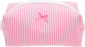 PAZIMIIK Cozy Makeup Bag Small Aesthetic Travel Zipper Cosmetic Pouch for Women Make Up Beauty Accessories Brushes, Stripe Hotpink