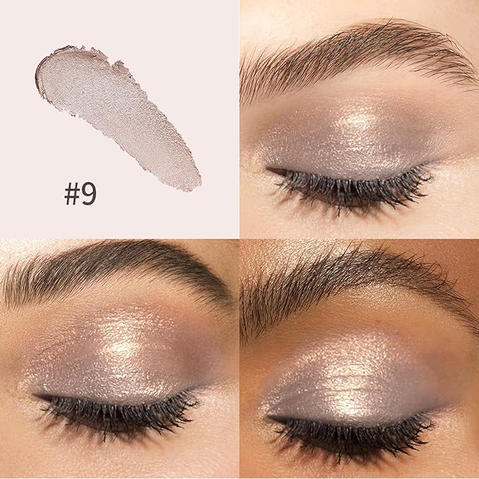 CHIFURE Eyeshadow Stick, Shimmer and Matte Cream Eye Shadow Brightener Sticks Eyeliner Pencil Crayon, Waterproof Long Lasting Eye Highlighter Stick Makeup,0.056 Oz(2PCS #1-Caramel+#9-Champagne)