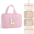 TOPEAST Christmas Gifts for Women Teen Girls Kids - Travel Hanging Toiletry Bag, Personalized Initial Toiletry Pouch, Birthday Gifts for Women Mom Daughter Sister Friends, Cruise Essentials, Pink L