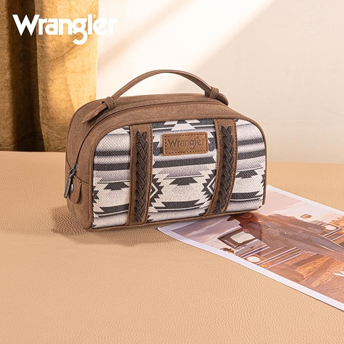 Montana West Wrangler Makeup Bags for Women Portable Aztec Toiletry Bag Southwestern Travel Cosmetic Organizer for Gift