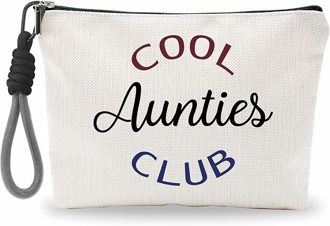Funny Make Up Bag For Woman, Cosmetic Bag With Hand Strap - Cool Aunties Club - Lined Toiletry Bag, Classic Sporty Pouch, Preppy Organizer With Zipper, Women Essentials & Accessories - B12