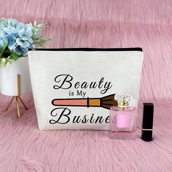 Sfodiary Beauty Themed Makeup Bag Funny Cosmetologist Graduation Gifts for Women Makeup Artist Enthusiasts Lovers Travel Cosmetic Pouch
