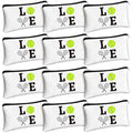 Moukeren 12 Pieces Tennis Makeup Bag Cosmetic Bag Travel Portable Storage Toiletry Case Accessories with Zippers Tennis Gifts for Lovers Players Teams Women Girls(White)