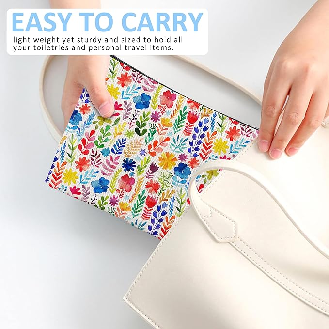 Makeup Bag Colorful Leaves Cosmetic Bag Mini Portable Travel Toiletry Bag Organizer Makeup Brushes Aesthetic Accessories Waterproof Storage Bag for Women