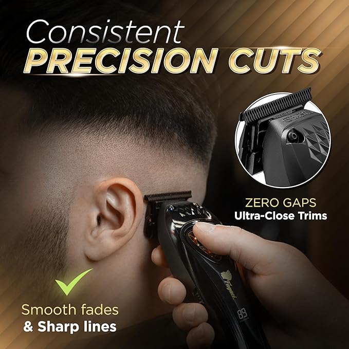 Fagaci Professional Zero Gapped Trimmer for Men, High Torque Vector Motor Cordless Beard Trimmer for Men, T Liners Professional Trimmers for Barbers with DLC Blades, Zero Gap Trimmers Barber T Blade