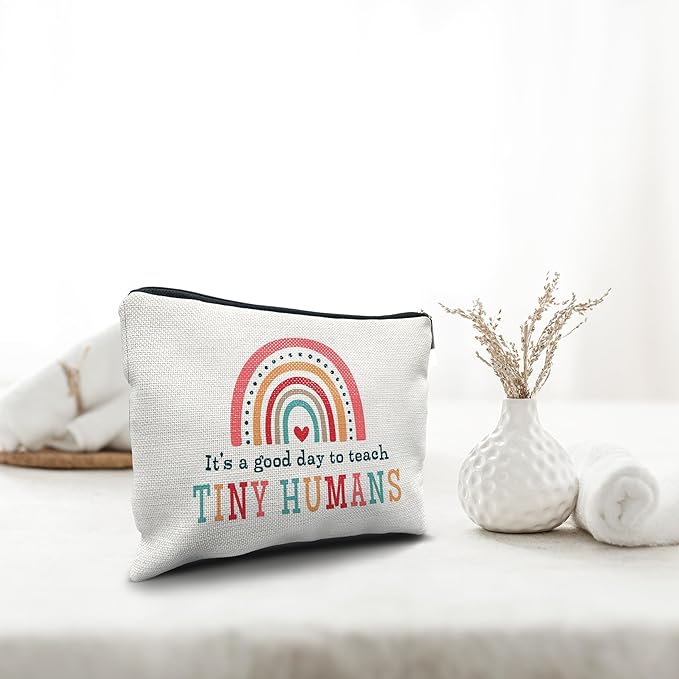 Nogrit Teacher Makeup Bag: 'It's a Good Day to Teach' Tiny Humans Teachers Gift Bag