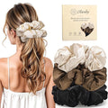 3Pcs Large Satin Hair Scrunchies, Pillow Satin Scrunchies for Thick Curls Hair Silk Sleepy Hair Tie Stocking Stuffers for Teen Girls