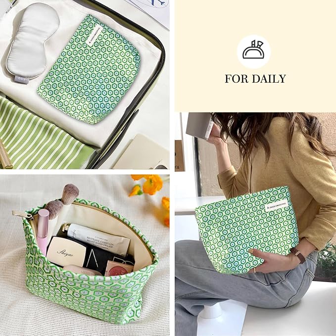 STARDW Aesthetic Floral Makeup Bag Cute Small Cosmetic Bags for Women Girls, Travel Toiletry Bag Large Capacity Zipper Makeup Pouch, Purse Organizer Pouches (Fresh)