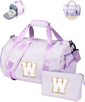 Christmas Gift for Her, Girls Travel Duffle Bag, Kids Initial Overnight Duffel Bags with Shoe Compartment, Personalized Dance Bag with Cosmetic Pouch, Tween Gifts Trendy Stuff (Letter W)